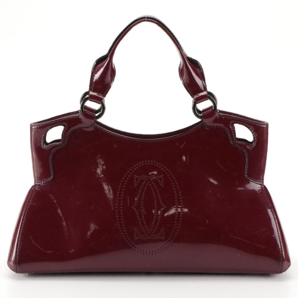 Cartier Marcello de Cartier Burgundy Patent Leather Handbag